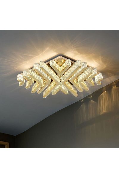 Danube Home Tashir Flushmounts Ss+Crystal 95 * 55Cm Led Gold|Indoor Lighting 230401416867