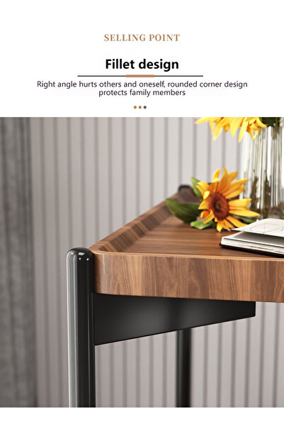 sharpdo 2 Layer Metal Frame Square Table, Sofa Side Table, Square Side Tables, 2-Tier Couch Wood End Table