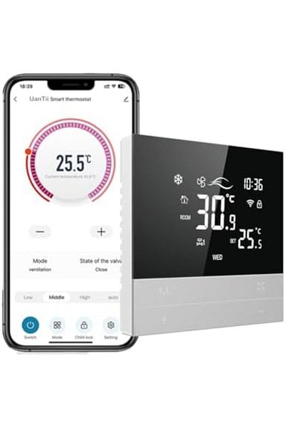 UanTii Smart Thermostat Tuya Wifi Thermostat for HVAC Central AC, Smart AC Controller, 2 Pipe, Smart