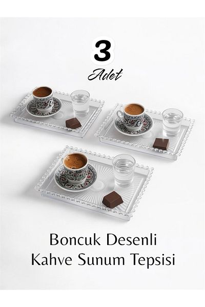 Dem Home 3 Beaded Mica Presentation Tray |   Rectangular Coffee Presentation Tray |   Bead Tray Plastic