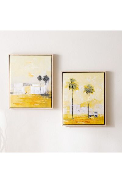 Danube Home SS25 Cyprus Canvas Village Scenes Set/2 Framed Wall Art 2Pcs:40X50Cm