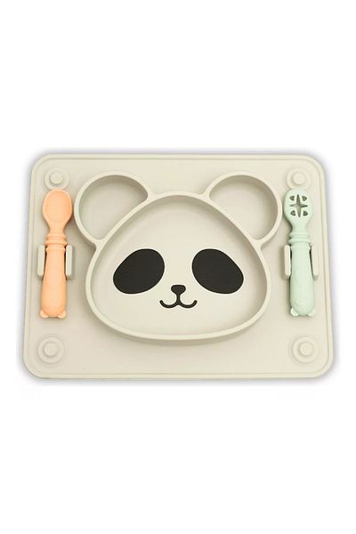 MaffStuff Farfurie din Silicon pentru Bebelusi – Model Panda, Perfecta pentru Diversificarea Alimentatiei