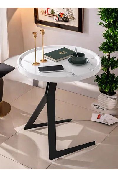 sharpdo Living Room Sofa Side Table, Bedroom Bedside Table, Balcony Coffee Table, Metal Frame 50*50*60CM