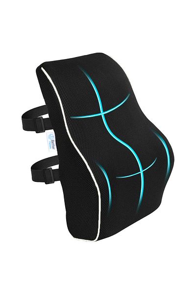 BETTER POSTURE Pro Memory Foam Office or Car Lumbar Pillow, Black, 46 X 38 X 11 Cm