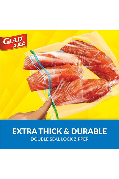 Glad Freezer Zipper Bags, Size 16.8cm x 18cm 40 pcs