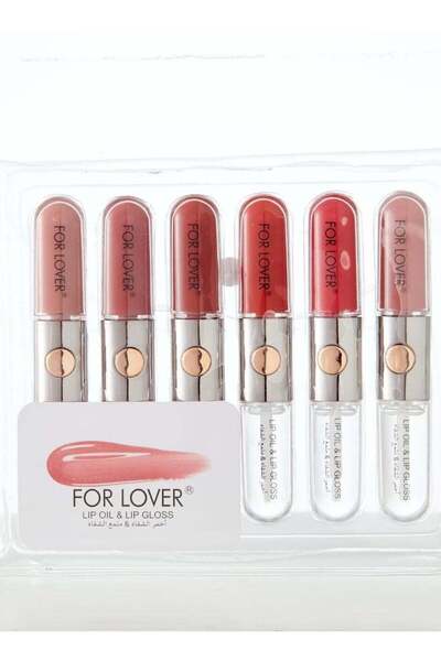 FOR LOVER مجموعة أحمر الشفاه وملمع الشفاه - 6 قطع