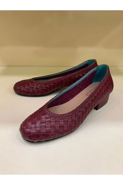 evva shoes HAKİKİ DERİ EL ÖRGÜSÜ TOPUKLU AYAKKABI