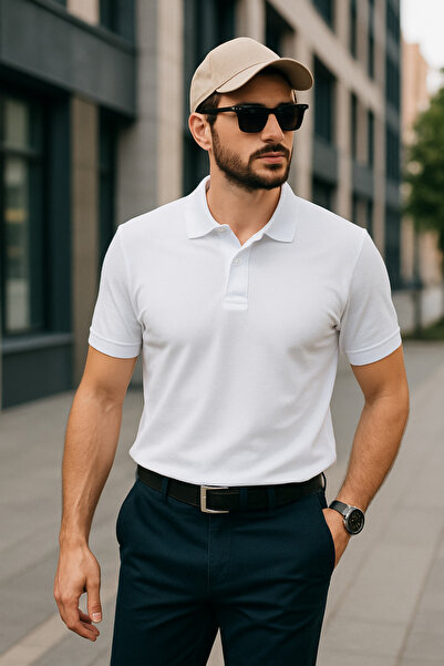 LACİVERTMEN 2739-1 Citystyle Honeycomb Polo Neck Cotton Regular Fit t Shirt