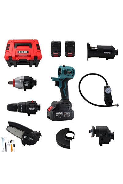 Hegi 6 Başlıklı Çok Amaçlı Şarjlı Set – Delme, Vidalama, Kesme & Taşlama