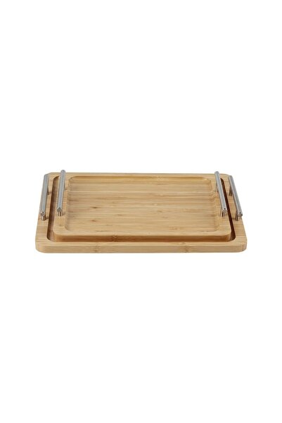 Danube Home Loretta 2-Piece Bamboo Serving Tray, M 33x 24x 1.7 Cm,L 39x 28x 1.7 Cm