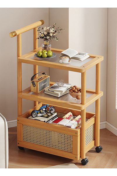 sharpdo Sofa Side Table with Wheels,Coffee Table for Living Room Trolley Rack, Side Cabinet 30*50*83CM