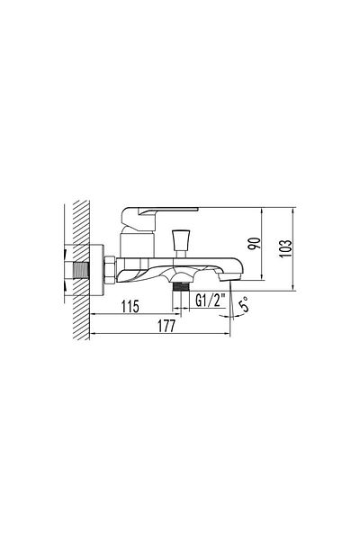 Danube Home Milano Power Bath Mixer With Shower Set, Chrome-177 x 103 mm