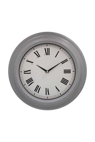 Danube Home Sansa Rubber Wood Roman Wall Clock Grey 50.6x50.6x5