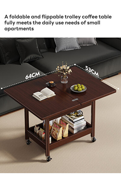 sharpdo Sofa Side Table with Wheels,Coffee Table for Living Room Trolley Rack, Side Cabinet 64*53*53CM