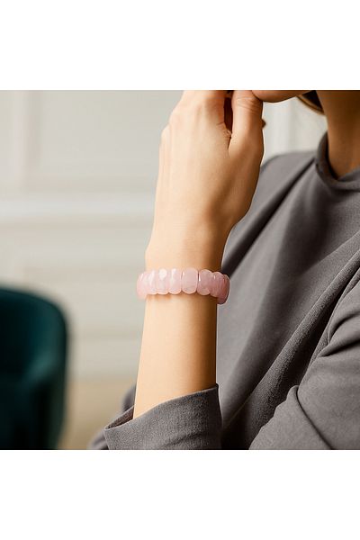 Safnaturel Igsl Certified Pink Quartz (Rose Quartz) 9 X 14 mm Special Cut Bracelet