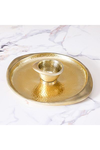 Danube Home Avalon 2 In One Serving Bowl 39X33X7 Cm Gold