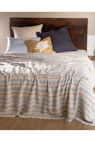 Madame Coco Blasimon Double Cotton Bedspread - Light Blue