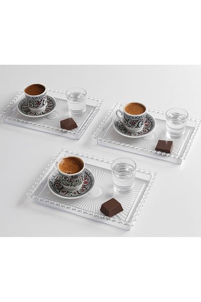 Dem Home 3 Beaded Mica Presentation Tray |   Rectangular Coffee Presentation Tray |   Bead Tray Plastic