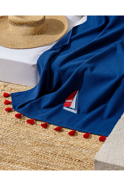 Madame Coco Navier 100% бавовняний пляжний рушник - синій - 70x150 см