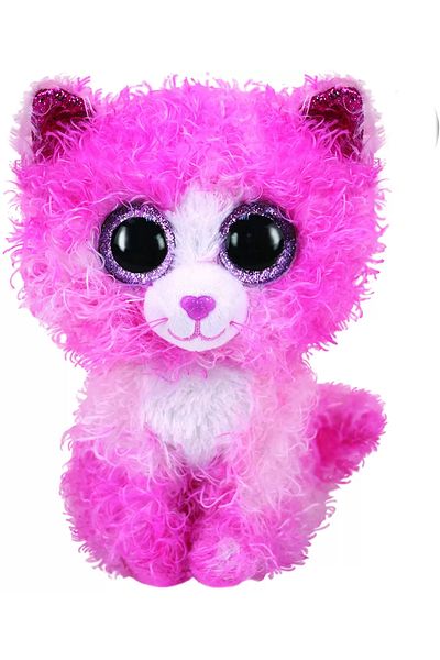 TY PLUS TY 24CM PINK CAT WITH CURLY HAIR