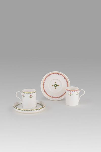 Kütahya Porselen Bone Tapestry 4 Piece Coffee Set for 2 People