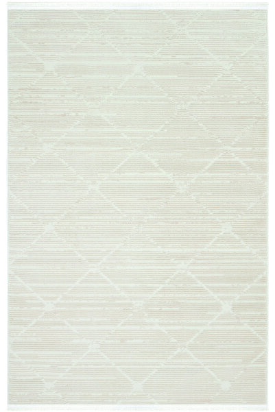 Cool Halı Nevada 2509 Cream Embossed Carpet Soft Fringed Modern Home Room Living Room Bedroom Carpet