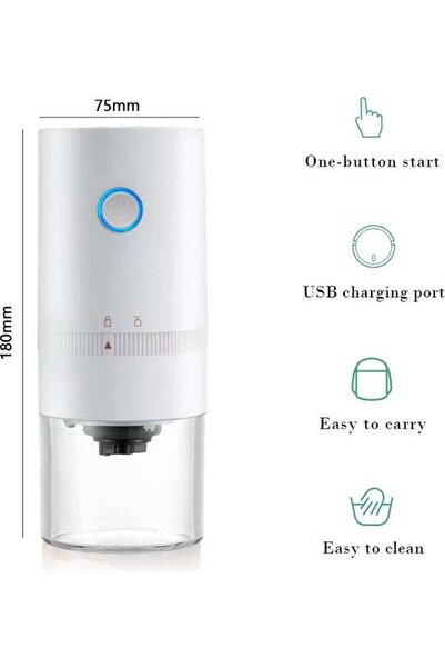 COOYA Electric Coffee Grinder Machine for Home Travel 13 W Grinder 2202195 White, Portable Coffee Grinder