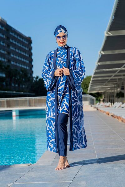 Ruko Maio Ruko 501 Floral Patterned Flexible Chiffon Fabric Kimono
