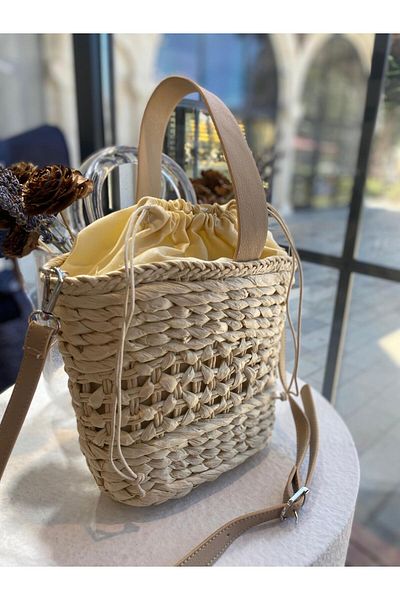 Zeynep Keskin Design Women's Straw Bag, Women's Rattan Shoulder Bag, Hazaran Hand and Shoulder Bag, Beach Bag