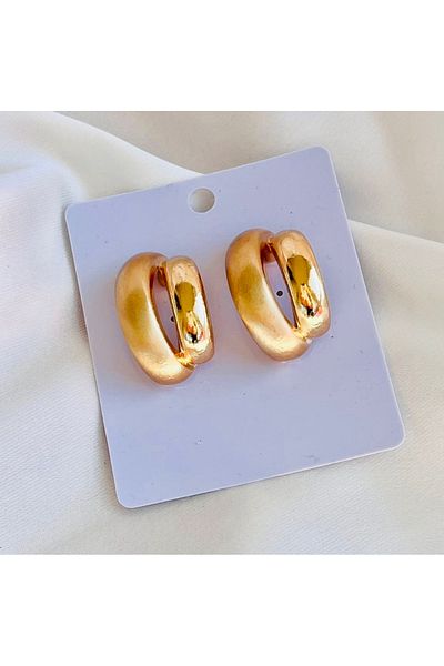 COCOSH TAKI Gold Color Matte and Glossy Modern Design Hoop Earrings