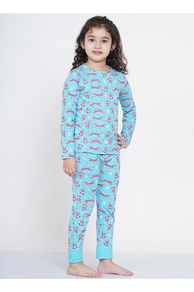 LAUREN SMITH Girl's Pajama Set Long Sleeve Top with pants 2 Piece Printed Sleepwear