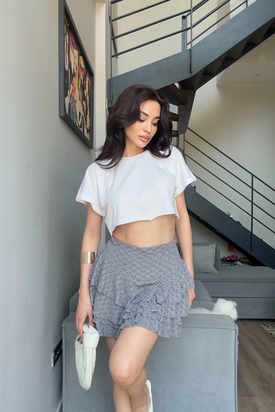 Eka Women's Anthracite Lace Detail Shorts Skirt 0999-179096