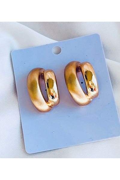 COCOSH TAKI Gold Color Matte and Glossy Modern Design Hoop Earrings