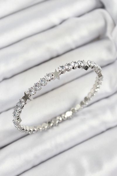 Store Brass Zircon Stone Star Model Silver Color Spring Women's Bracelet