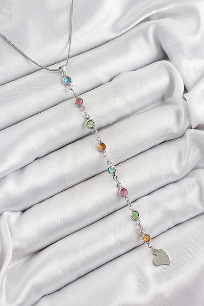 Store Brass Silver Color Mixed Color Zircon Stone Y Women Necklace