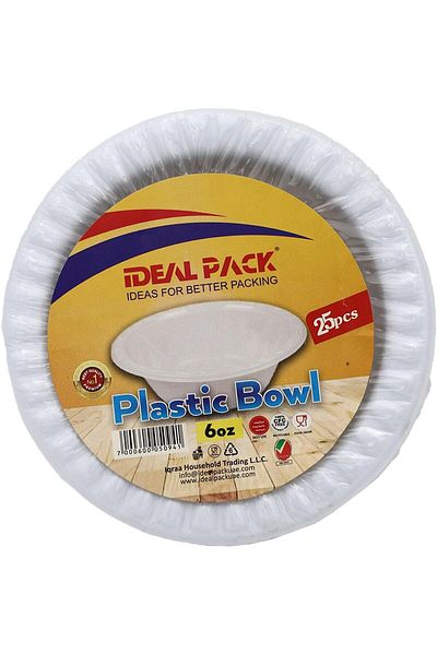 Ideal Pack 6 oz Plastic Bowls | Small Serving Bowls for Desserts, Snacks, Dips & Meal Prep | Durable & Food-Gra