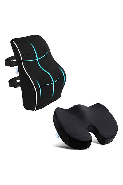 BETTER POSTURE Orthopedic Seat Cushion Pro and Lumbar Cushion Pro for Office/Car, Weight Over 80kg