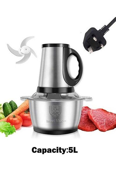 COOYA Electric Meat Grinder, 5 Liters Large Capacity Kitchen Food Processor, Stainless Steel for Meat