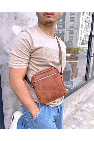 Fil Deri Genuine Leather - Magnetic - Hanger - Zippered - Shoulder Bag 1010