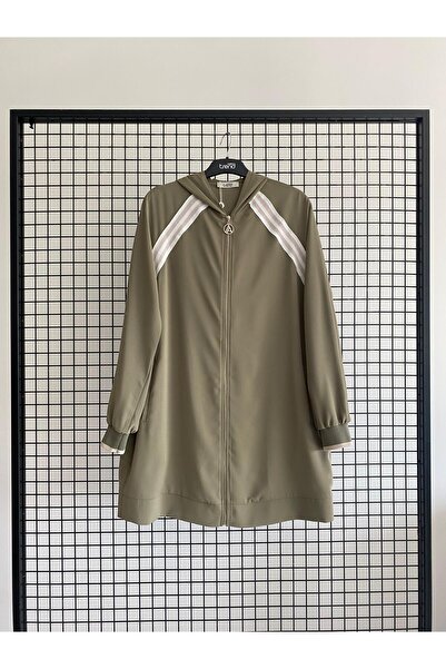 Armine TREND Yeni Sezon Kapüşonlu Şerit Detaylı Fermuarlı Tunik Modaayka 25DSB409