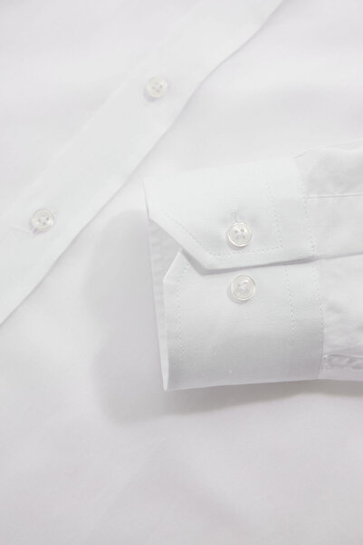 W Collection BEYAZ UZUN KOLLU PAMUK/TENSEL GÖMLEK