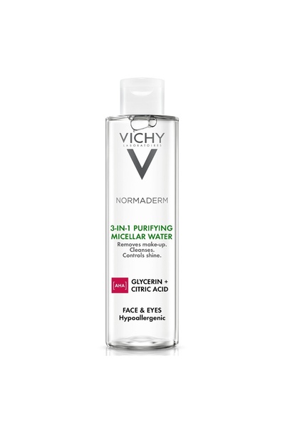 Vichy Soluție Micelară Vichy Normaderm 3 în 1 – Pentru Ten Sensibil, Predispus la Imperfecțiuni, 200 ml