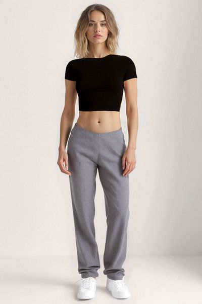 Vitrin Elastic Waist Thin Striped Wide Leg Pants