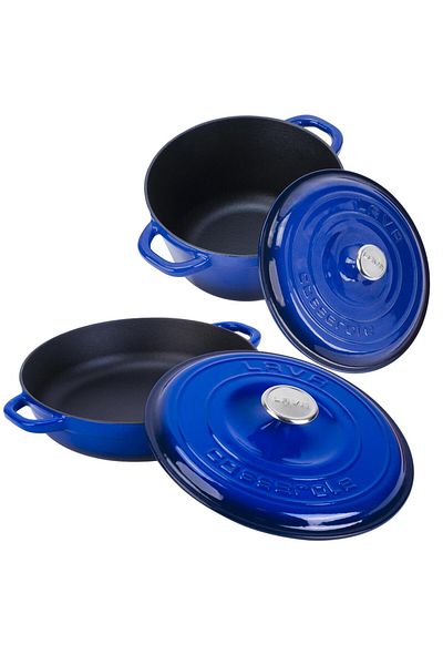 Organik Hayat Dostu Lava Casting 2X New Heritage Series Casting Iron Pot Pan Set