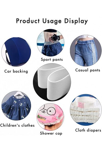AYES elastic pentru îmbrăcăminte, fibră de poliester/cauciuc, alb, 10 m