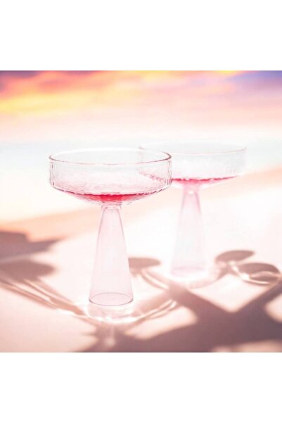 OEM Champagne Glasses Coupe, set of 2, pink color