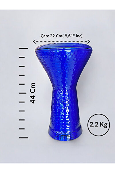 Donizetti Profesyonel Mısır Darbuka Çekiç Dövme Metalik Mavi - Kılıf Hediyeli