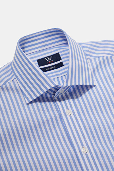 W Collection BEYAZ UZUN KOLLU ÇİZGİLİ GÖMLEK