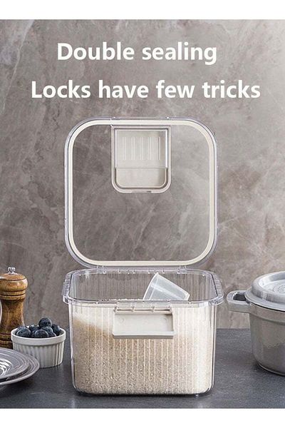 COOYA Rice Box,Sealed Against Moisture,With Time Indicator,Insect-Proof Design, Food Storage(White/10 Kg)