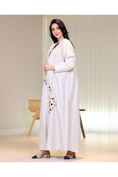 Elegant Indian natural linen abaya